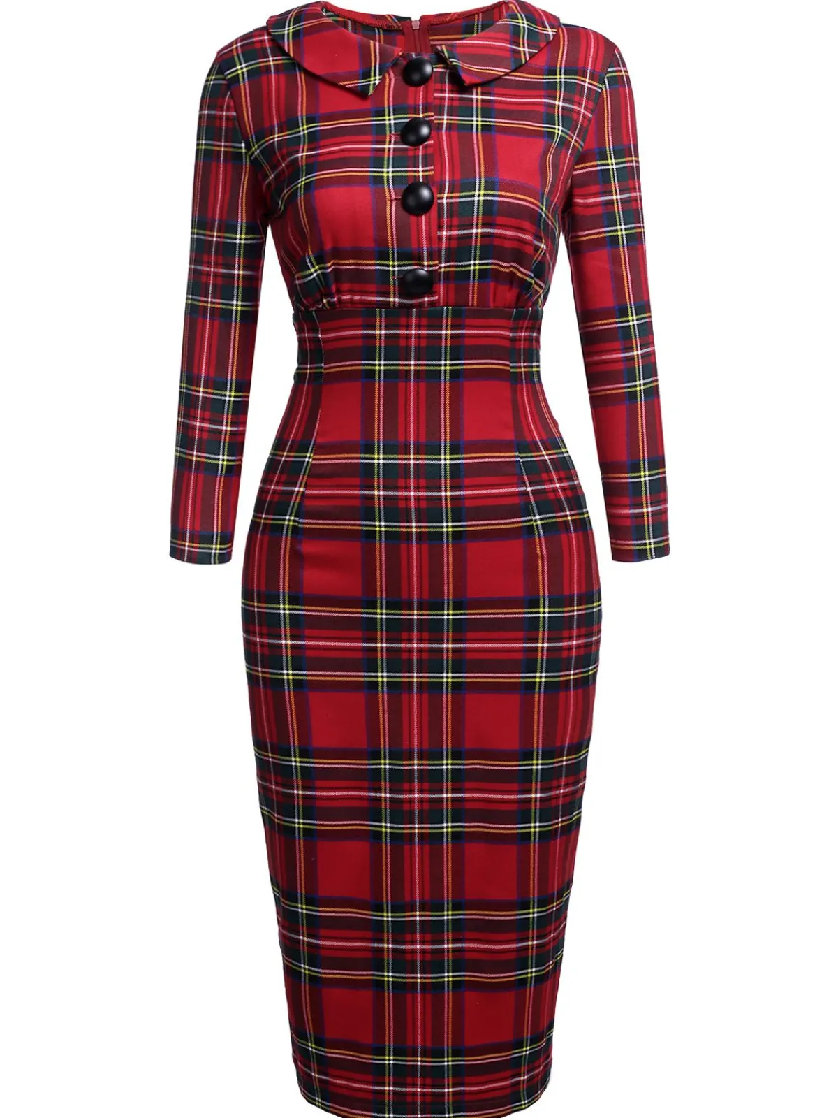 Clearance Retro Stage 1960s Plaids Bodycon Dress Red
