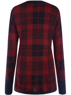 Sale Retro Stage 1950s Pockets Plaid Knitted Cardigan Red