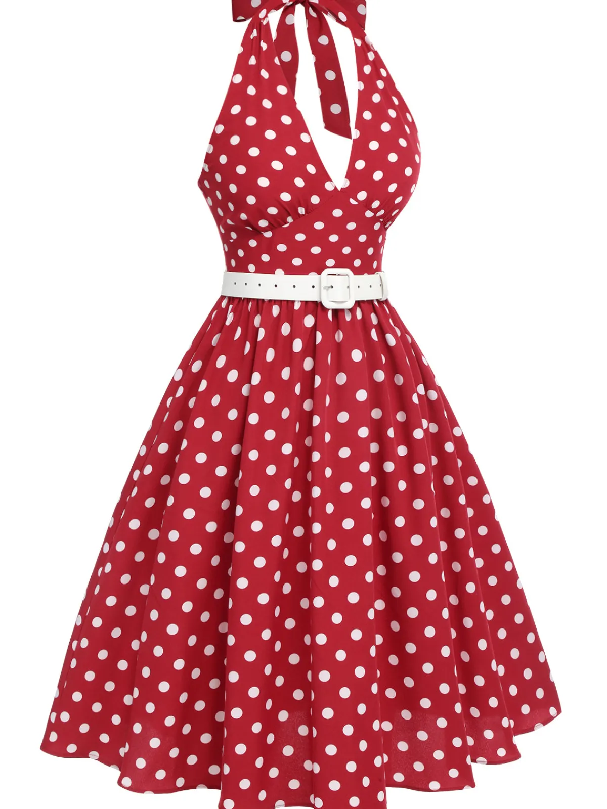 Outlet Retro Stage Red 1950s Polka Dot Halter Dress