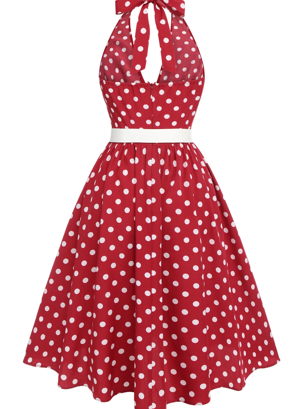 Outlet Retro Stage Red 1950s Polka Dot Halter Dress