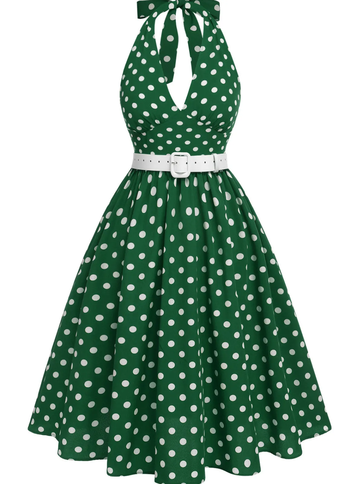 Outlet Retro Stage Red 1950s Polka Dot Halter Dress
