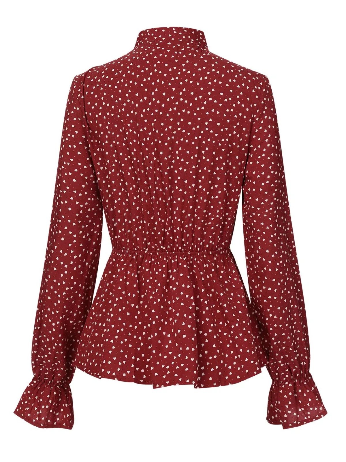 New Retro Stage 1940s Polka Dot Lace-Up Chiffon Blouse Red
