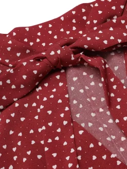 New Retro Stage 1940s Polka Dot Lace-Up Chiffon Blouse Red