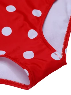 Fashion Retro Stage 1950s Polka Dot Shoulder Tie Swimsuit Red