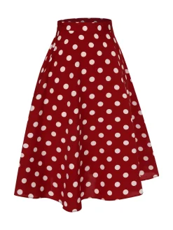 Sale Retro Stage 1950s Polka Dot Swing Skirt Red