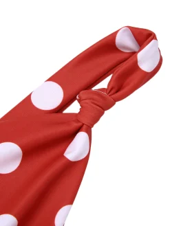 Online Retro Stage 1930s Polka Dot V-Neck Swimsuit Red