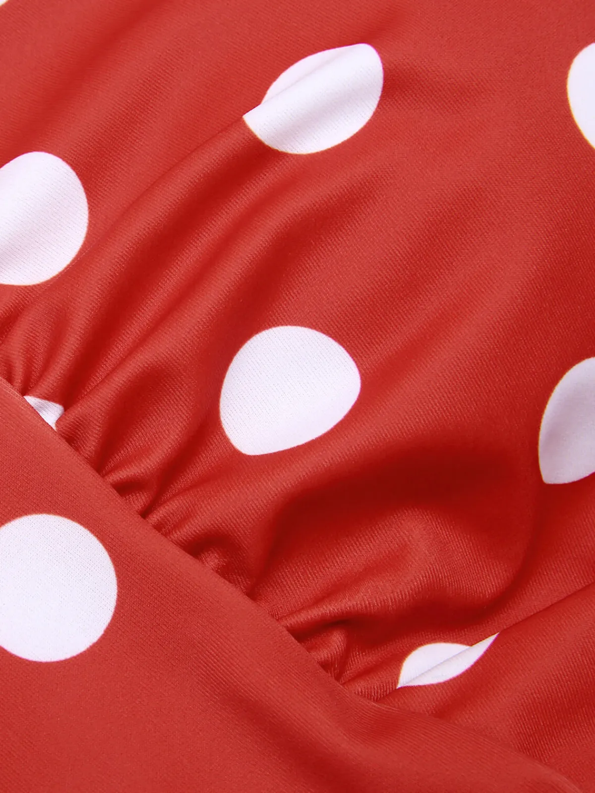Online Retro Stage 1930s Polka Dot V-Neck Swimsuit Red