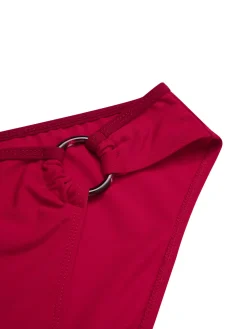 Fashion Retro Stage Red 1970s Princess Style Beading Halter Bikini Set Deep Red