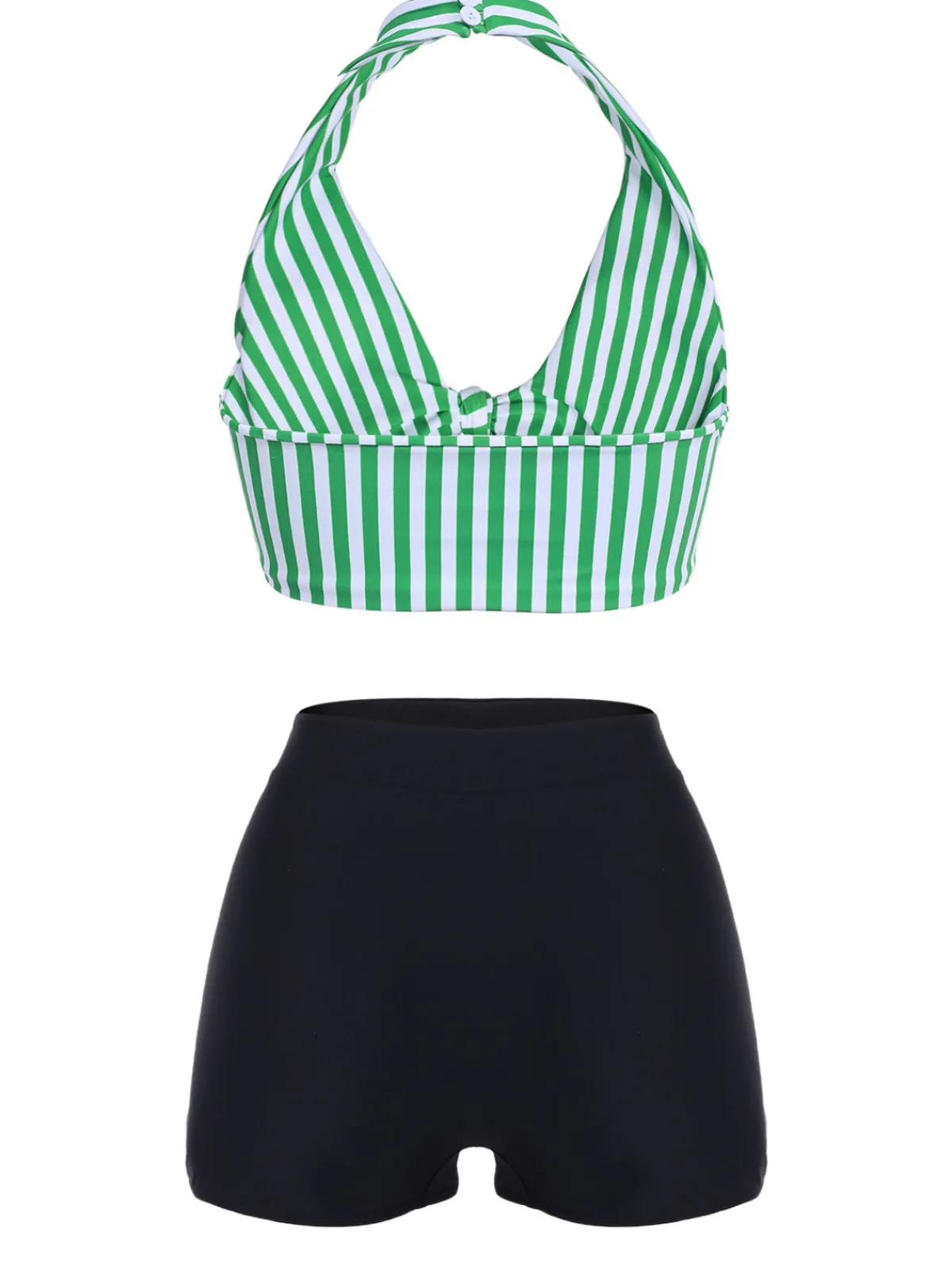 Discount Retro Stage Red 1950s Retro Halter Stripes Bikini Set