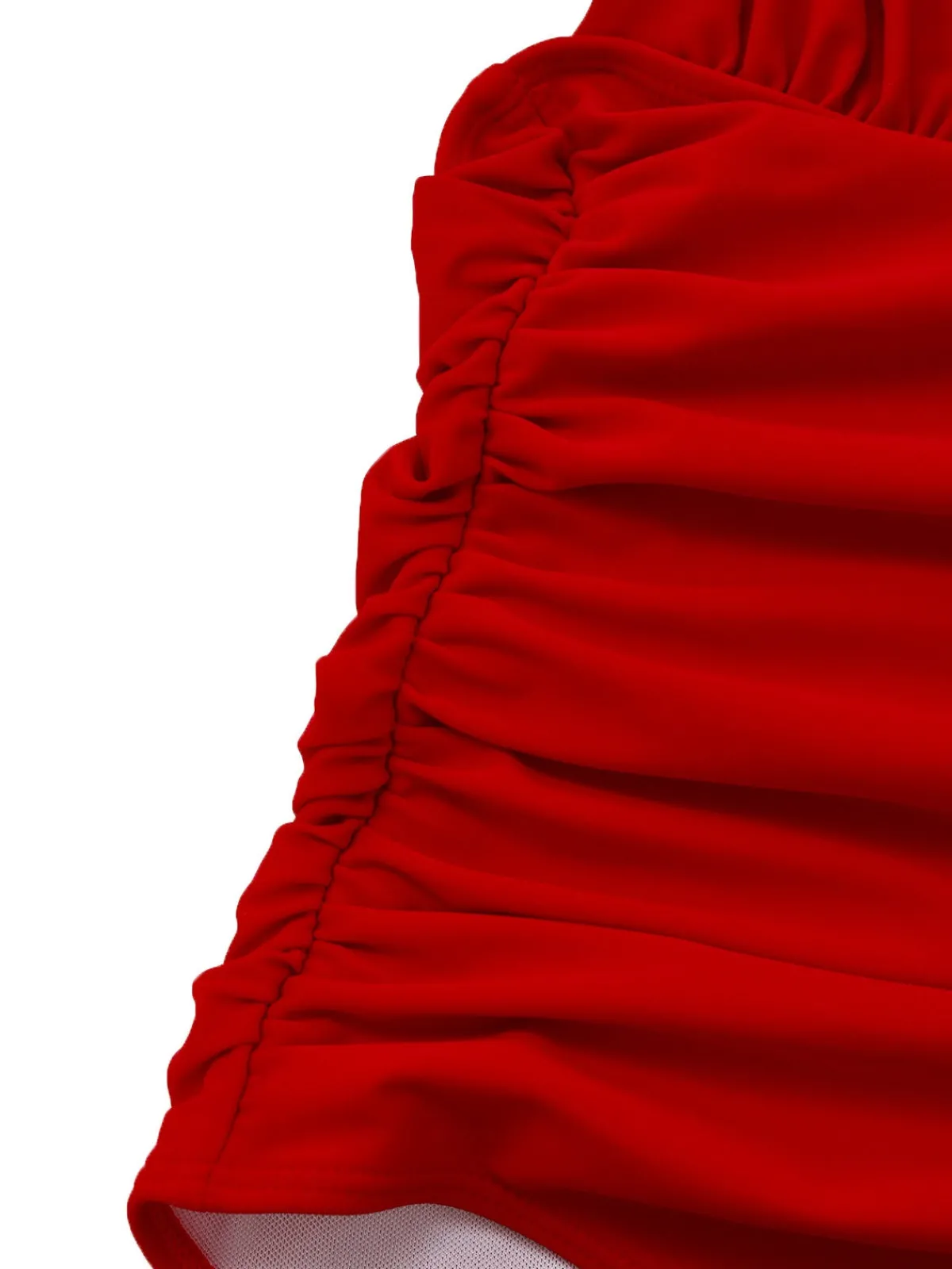 Outlet Retro Stage 1930s Ruched Halter Hollow One-Piece Swimsuit Red