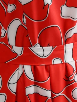 Best Retro Stage 1950s Santa Hat Sleeveless Swing Dress Red