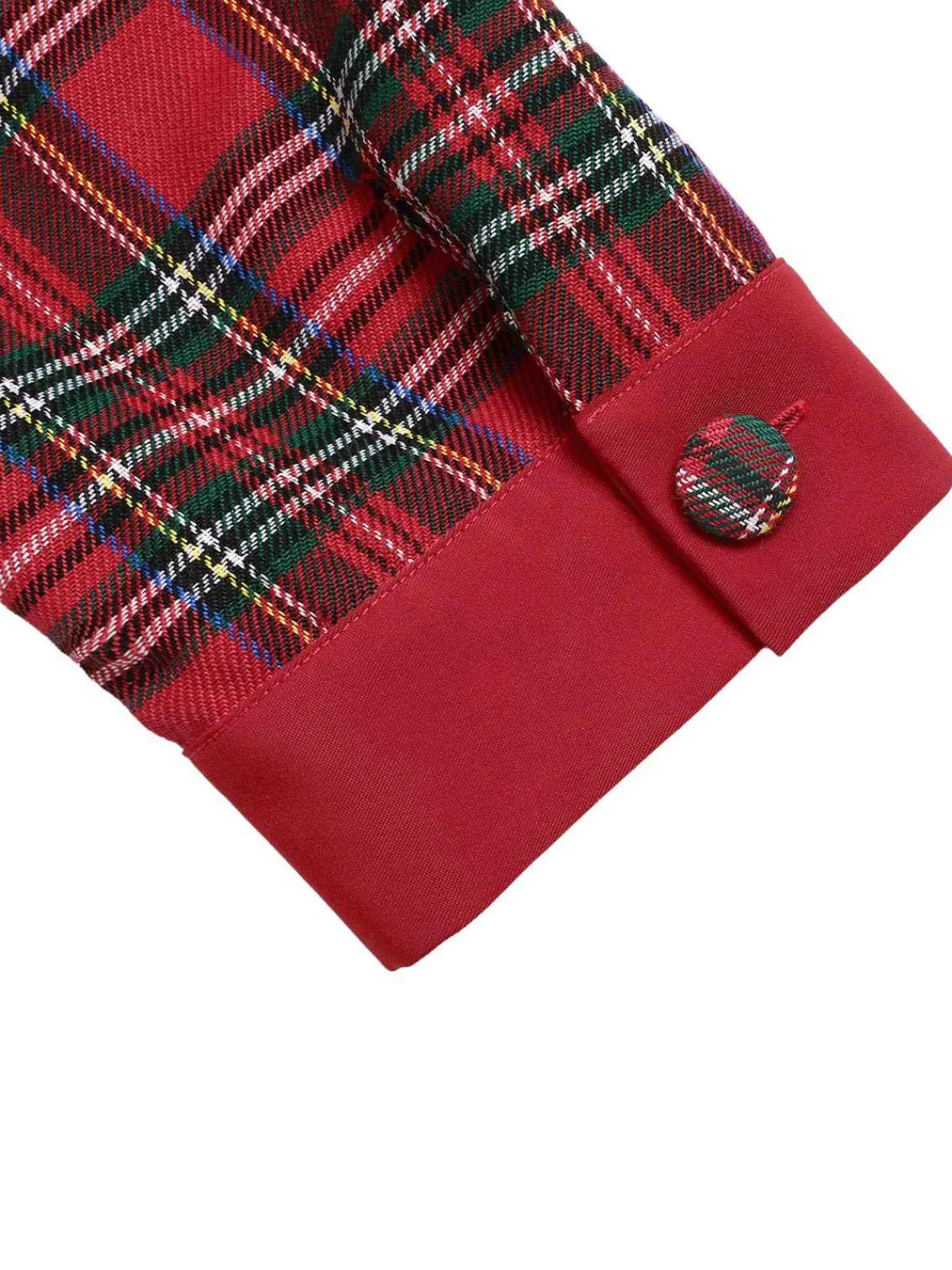 Discount Retro Stage 1940s Scottish Plaid Cropped Shirt Red