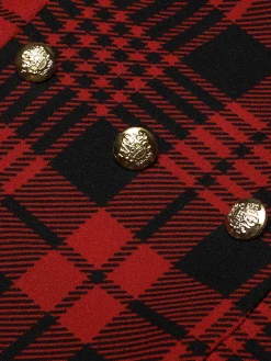Discount Retro Stage 1980s Scottish Plaid Overall skirt Red