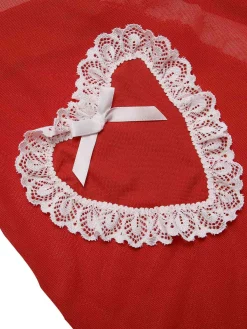 Online Retro Stage 1970s Sheer Lace-Up Nightgown Red