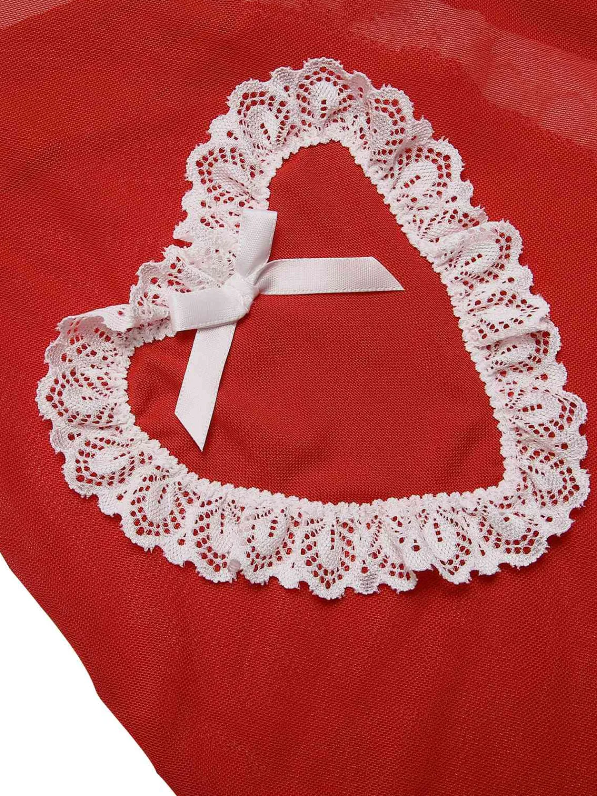 Online Retro Stage 1970s Sheer Lace-Up Nightgown Red
