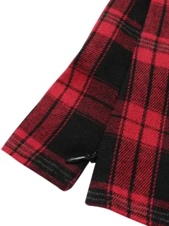 Online Retro Stage 1930s Shirt Collar Gingham Plaid Top Red