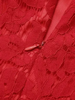 Online Retro Stage 1950s Shoulder Straps Lace Swing Dress Red