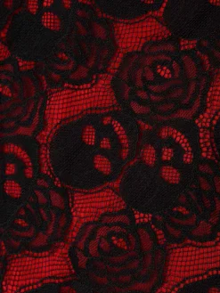 Clearance Retro Stage 1970s Skull Gothic Halter Pencil Dress Red