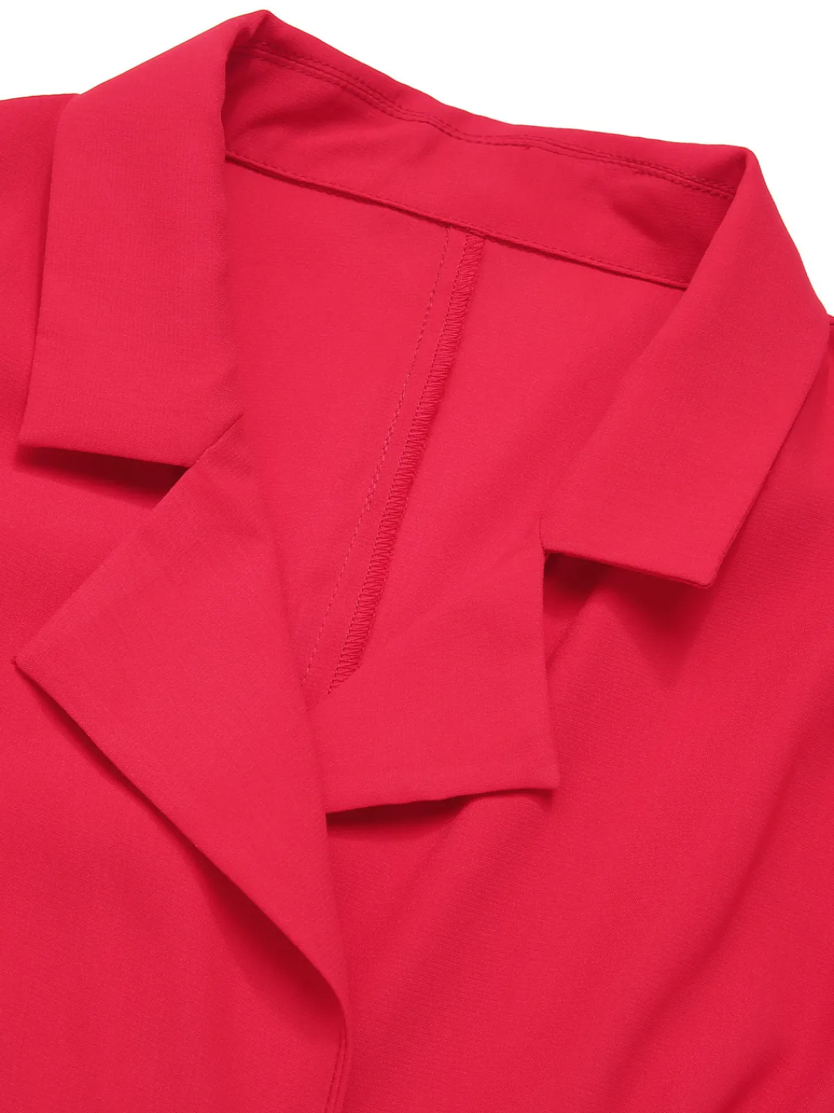 Fashion Retro Stage 1940s Solid Lapel Button-Down Blouse Red