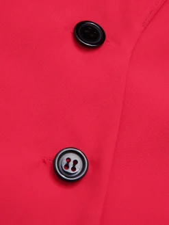 Fashion Retro Stage 1940s Solid Lapel Button-Down Blouse Red