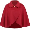 Best Retro Stage Red 1950s Solid Lapel Cloak Coat
