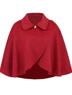 Best Retro Stage Red 1950s Solid Lapel Cloak Coat