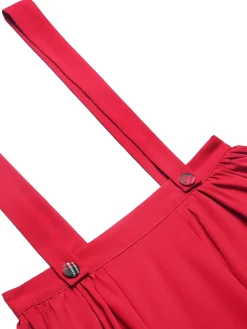 Outlet Retro Stage 1940s Solid Laye Suspender Skirt Red