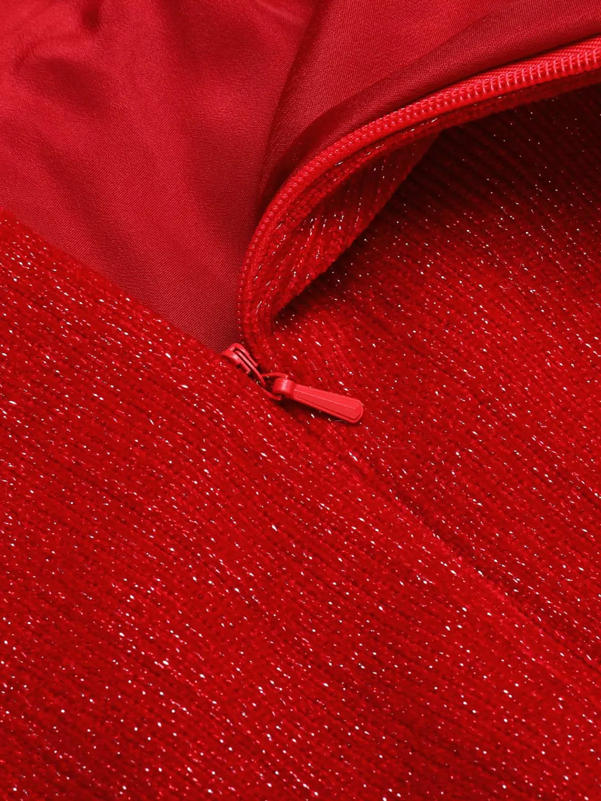 Online Retro Stage 1950s Solid Plush Christmas Dress Red