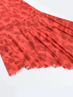 Discount Retro Stage 1930s Spaghetti Strap Floral Dress Red