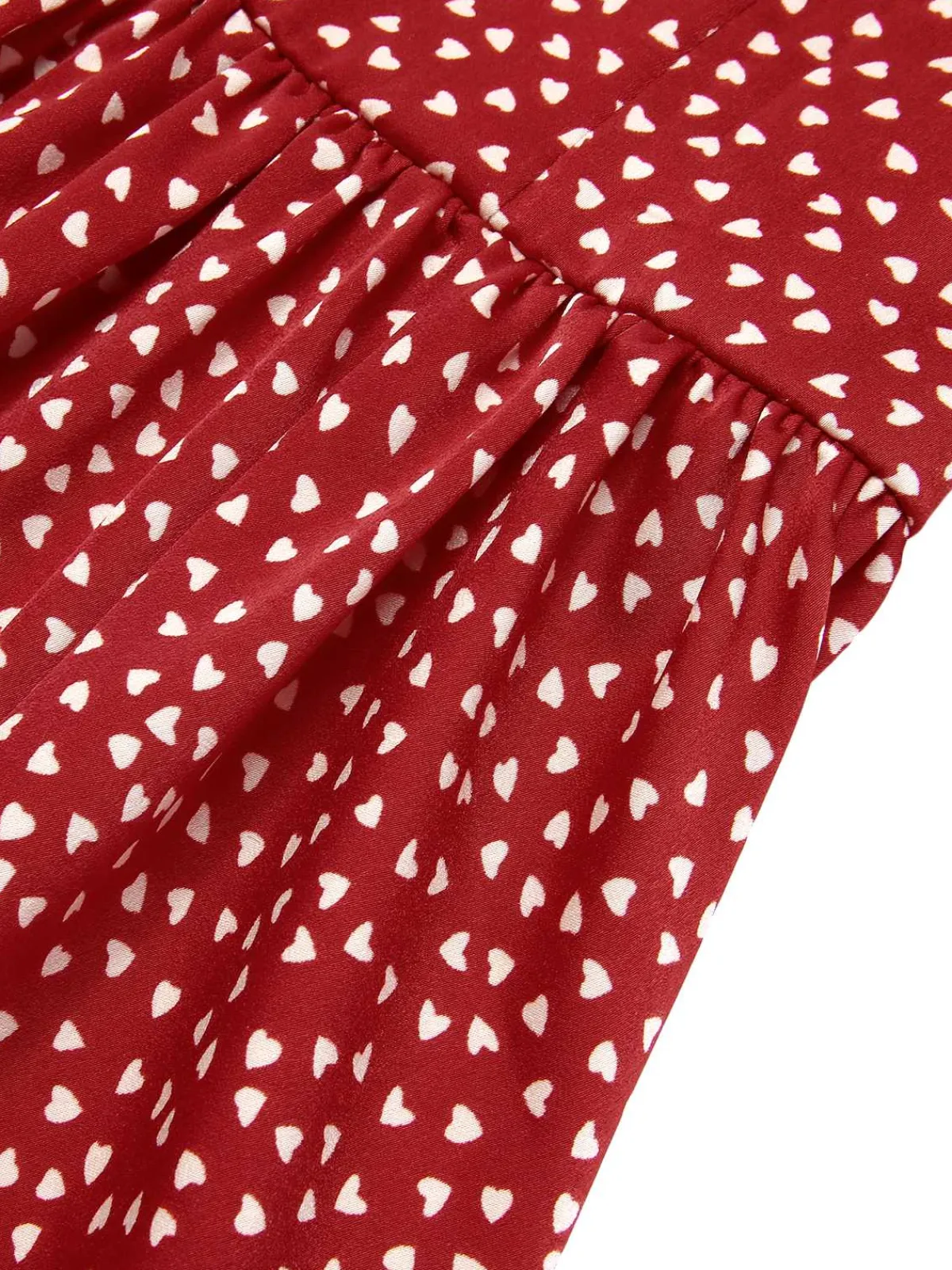 Fashion Retro Stage 1950s Spaghetti Strap Heart Print Dress Red