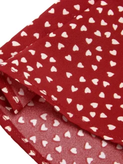 Fashion Retro Stage 1950s Spaghetti Strap Heart Print Dress Red