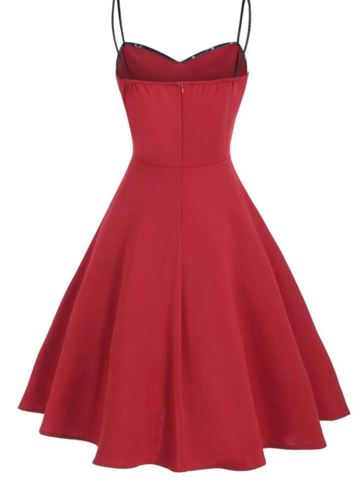 Online Retro Stage 1950s Stars Patchwork Strap Dress Red