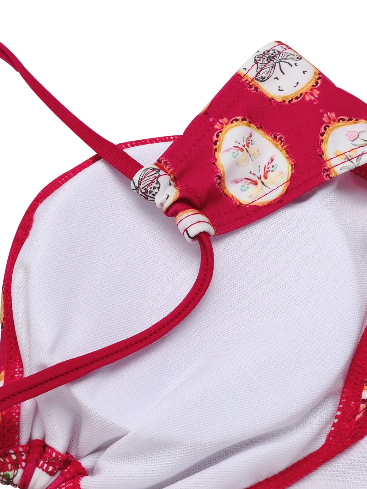 Discount Retro Stage 1950s Strap Floral One-piece Swimsuit Red