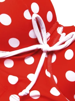 New Retro Stage 1950s Strap Polka Dot Bikini Set Red