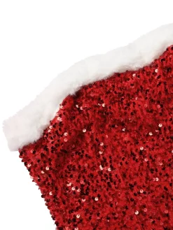 Sale Retro Stage 1960s Strapless Sequined Dress Red