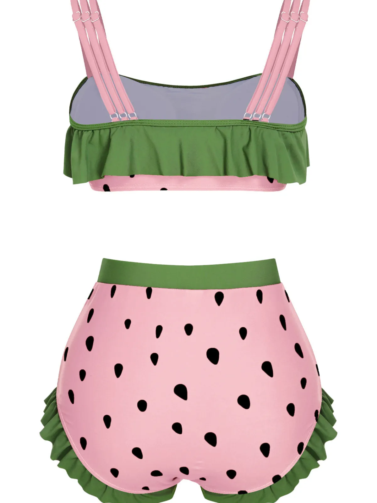 Hot Retro Stage Red 1950s Strawberry Ruffle Strap Swimsuit