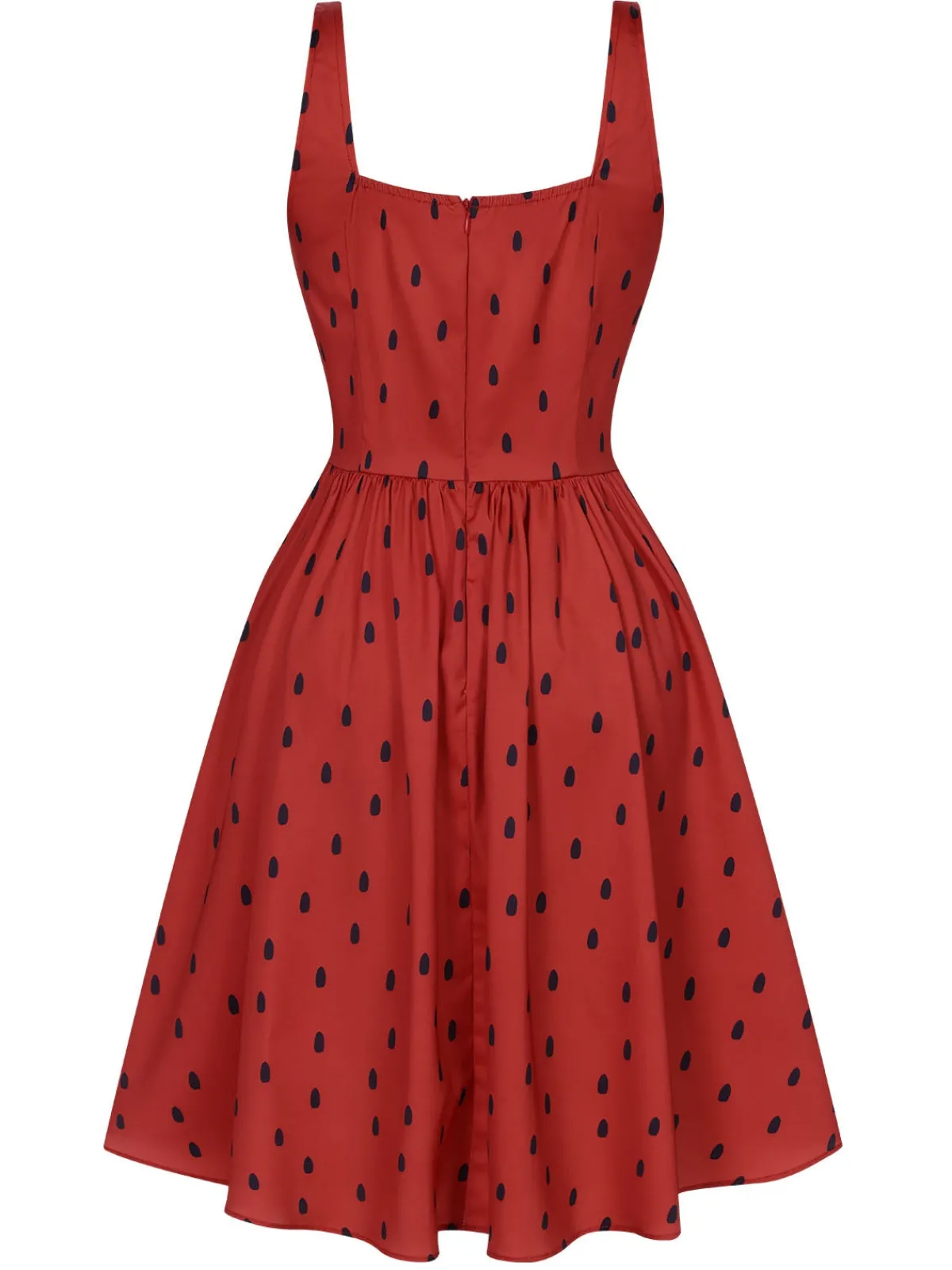 Outlet Retro Stage 1950s Strawberry Seed Straps Dress Red