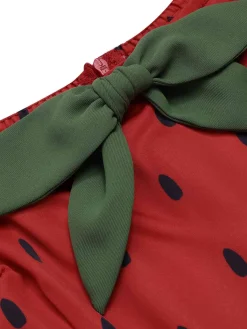 Outlet Retro Stage 1950s Strawberry Seed Straps Dress Red