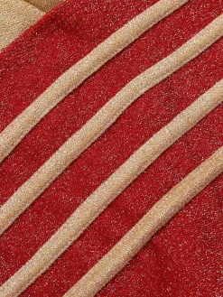 Online Retro Stage 1950s Stripe Patchwork One-Piece Swimsuit Red