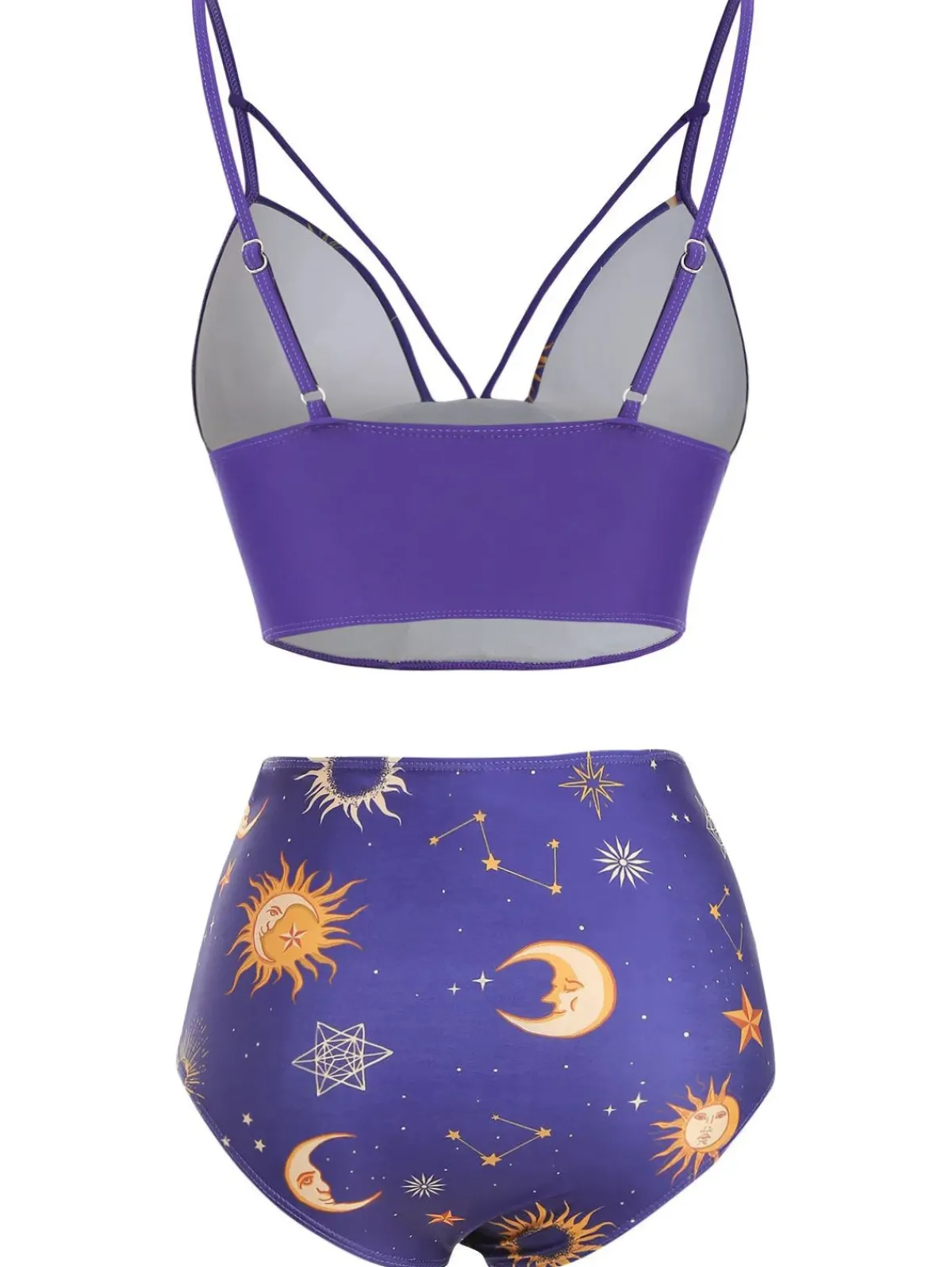 Outlet Retro Stage Red 1940s Sun Moon Stars Lace-Up Swimsuit