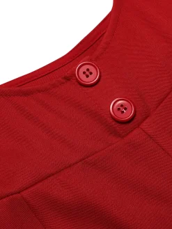 Clearance Retro Stage 1970s Suspender Wide-Leg Solid Pants Red