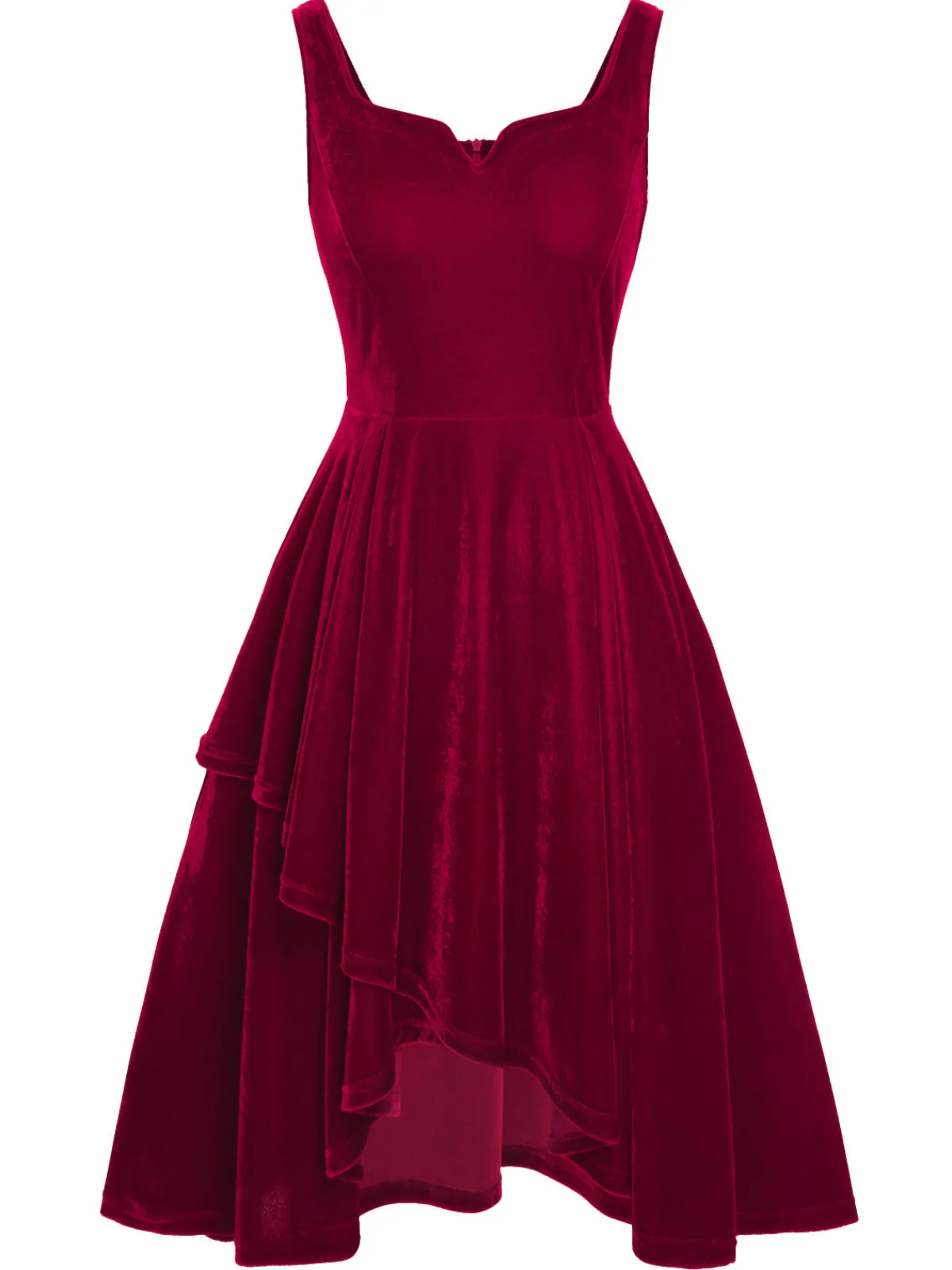 Outlet Retro Stage 1950s Sweetheart Collar Velvet Strap Dress Red