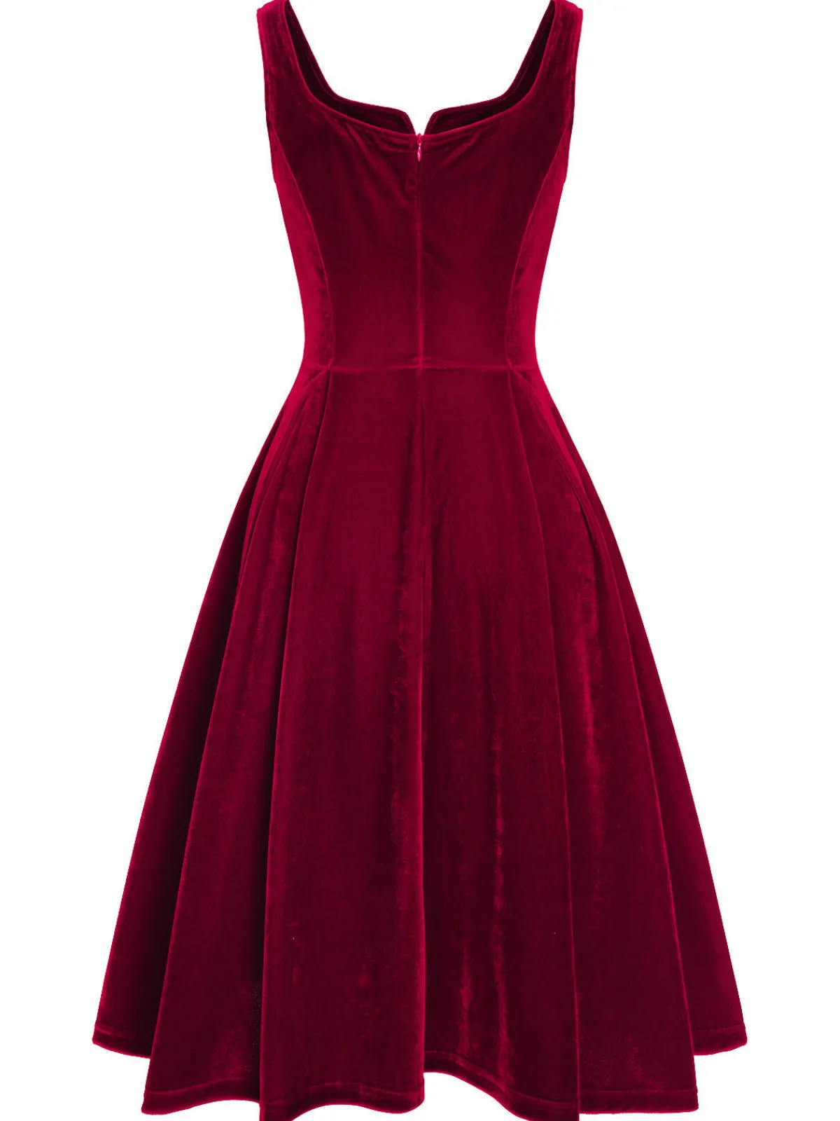 Outlet Retro Stage 1950s Sweetheart Collar Velvet Strap Dress Red