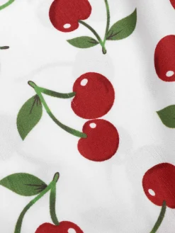 Online Retro Stage 1950s Sweetheart Neck Cap-Sleeve Cherry Dress Red