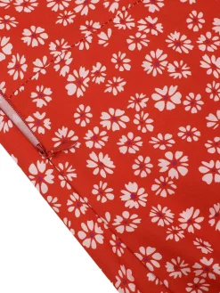Outlet Retro Stage 1940s Sweetheart Neck Ditsy Floral Slit Dress Red
