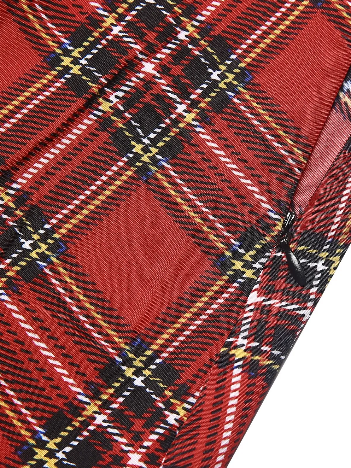 Outlet Retro Stage 1960s Tartan Plaids Ruffle Hem Belted Dress Red