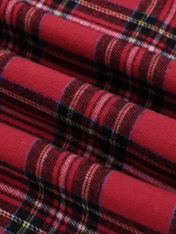 Outlet Retro Stage 1960s Tartan Plaids Suspender Dress Red