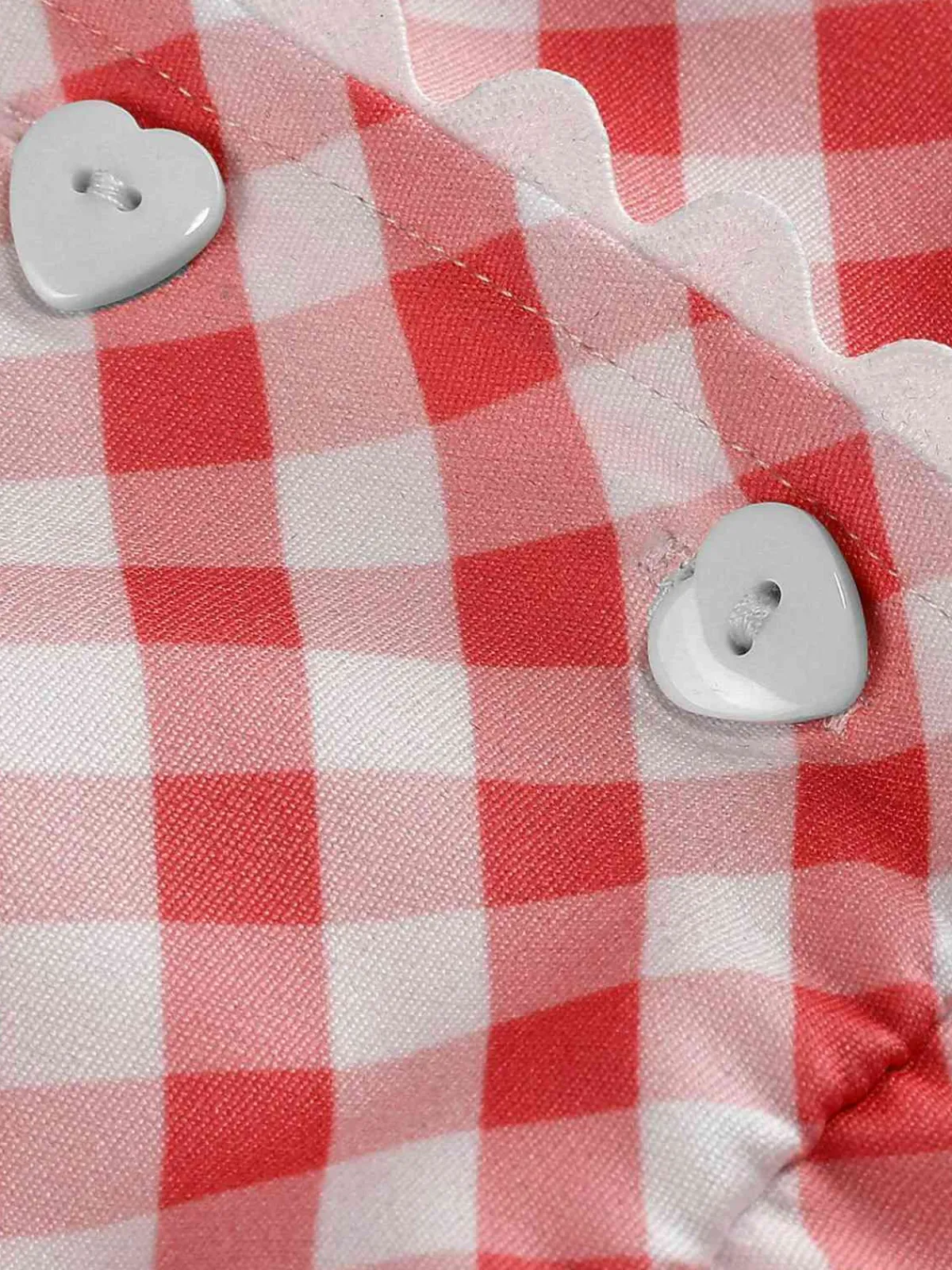 Sale Retro Stage 1950s V-Neck Gingham Plaid Dress Red