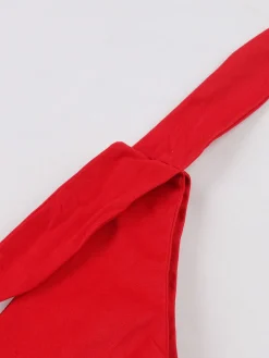 Clearance Retro Stage 1950s V-Neck Sleeveless Solid Dress Red