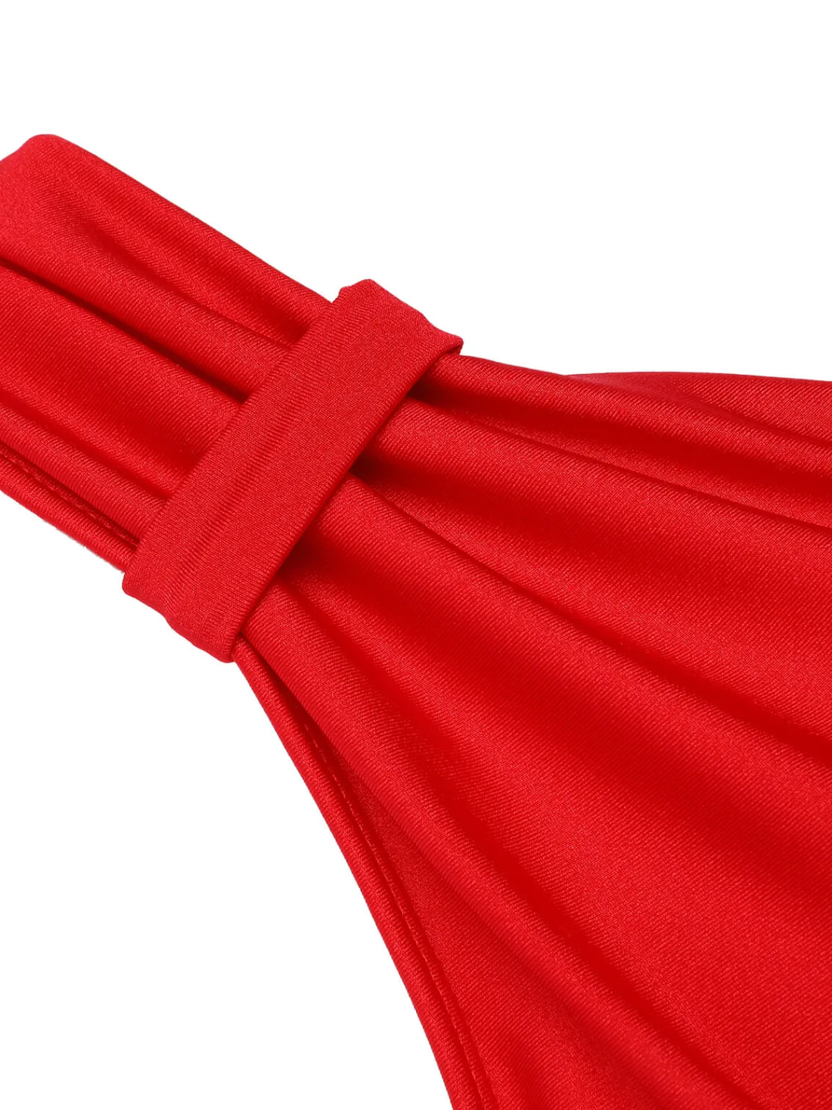 New Retro Stage 1940s V-Neck Solid One-piece Swimsuit Red